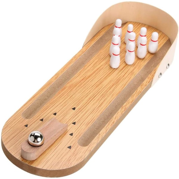 Desktop Mini Bowling Spel Set-Trä Desktop Fun Family Board Game$ Mini Bowling Spel, Bordsbord Bords Bowling Leksaker i trä, Klassisk barn