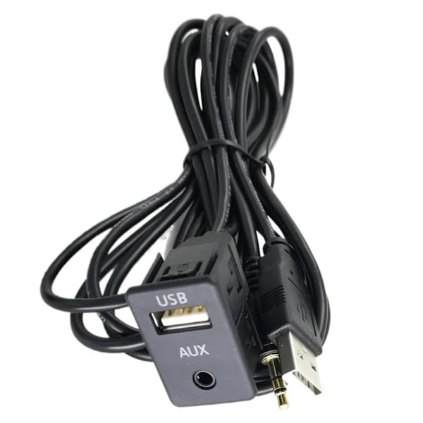Bil Dash Flush Mount AUX USB Panel Kabel Adapter, 3.5mm AUX Forlænger Panel Mount USB Port Flush Mount Design for Problemfri Integration i Køretøjet