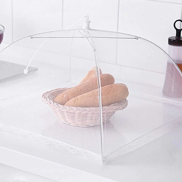 (6-pack) Stora och höga 17x17 pop-up nätmatskydd tältparaply för utomhusbruk, skärmtält, fester picknickar, grillfester, återanvändbara och hopfällbara