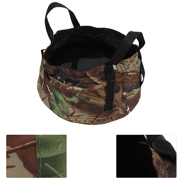Hopfällbar hink med handtag Bärbar hopfällbar tvättställ Lätt vattenbehållare för camping Vandring FiskeCamouflage