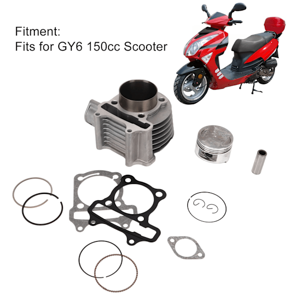 Motorcylinderhuvudssats med Kolvpackningsspringcylinder Återbyggd Monteringssats Aluminiumlegering för GY6 150cc Scooter