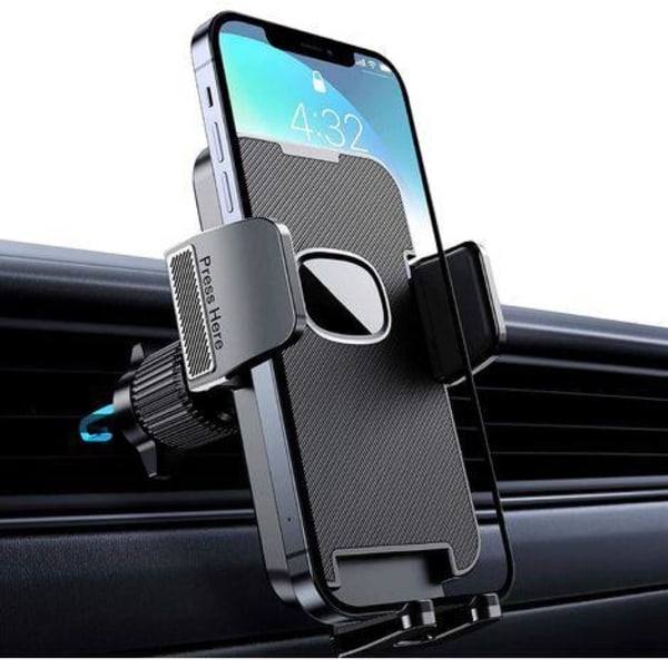 Biltelefonhållare [Klämma för militärklass] 360 graders roterande biltelefonhållare för billuftventil Bil GPS-hållare för Iphone Android Smartphone (svart)