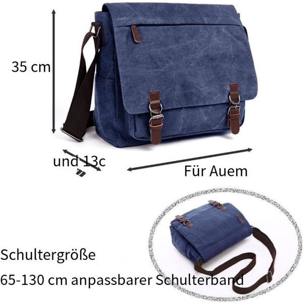Canvas laptopväska axelväska för arbete och skola.(Blå)