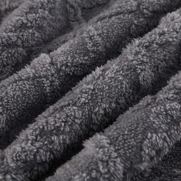 Gosig filt 150 x 200 cm grå vit fluffig extra mjuk och varm flanell fleece filt, som sofffilt, sofffilt, enkelsäng, sängöverkast för