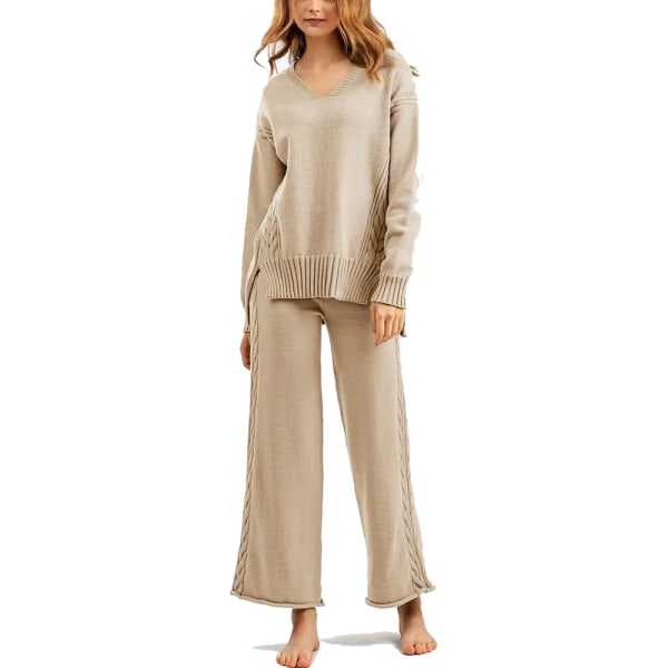 Dam tvådelad outfit tröjset - enfärgad lång träningsset loungewear set pyjamas set sweatpants med fickor yoga outfit casual kostym sportkläder