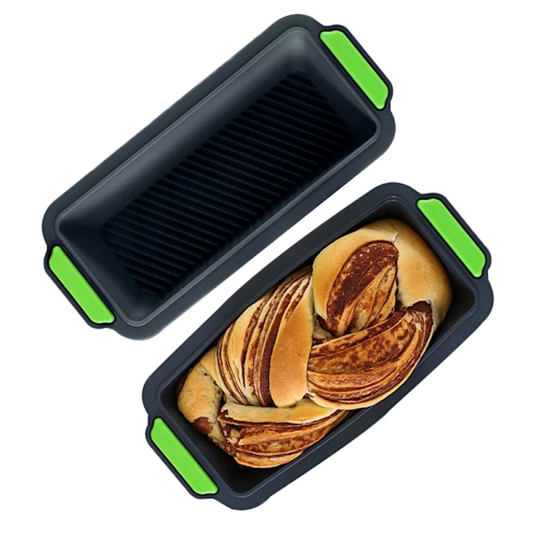 Brödform i silikon, med 10 muffinsformar i silikonformar, limpform bakform för kungstårta/toast/bröd, rektangulär,