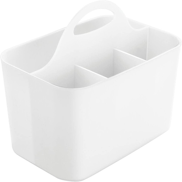 Skrivbordsarrangör - förvaringslåda för pysselmaterial och sybehör för knappar, saxar, färger etc. - bärbar pennhållare med 4 plastfack -