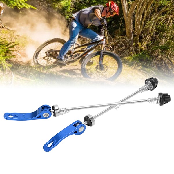 2 st Cykelnav Snabbkopplingshandtag 145mm Fram 185mm Bak  Slitstark Snabbkopplingsaxel för CykelhjulBlå