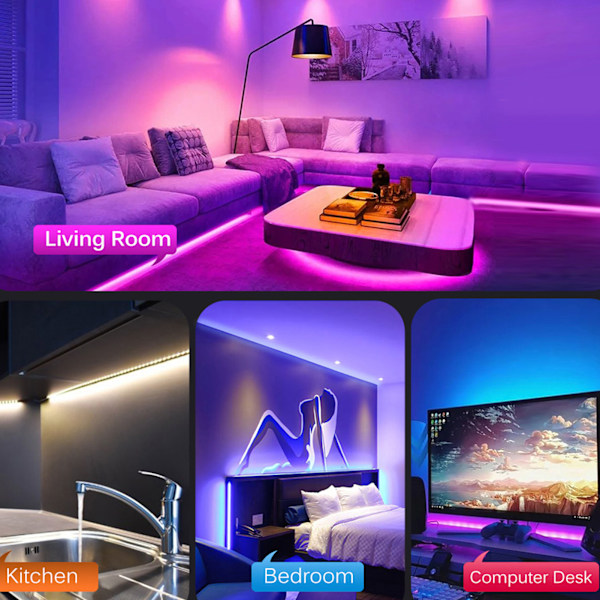 RGB LED-remsor med tryckknappskontroll 5V LED-lampor med 3 knappfunktioner för sovrum kök fest festivaler 1m / 3,3ft