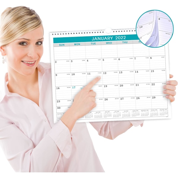 Kalender 2022 - Väggkalender 2022 från januari 202 till juni 2023, 12 månaders kalender med datum, tjockt papper för organisering och planering