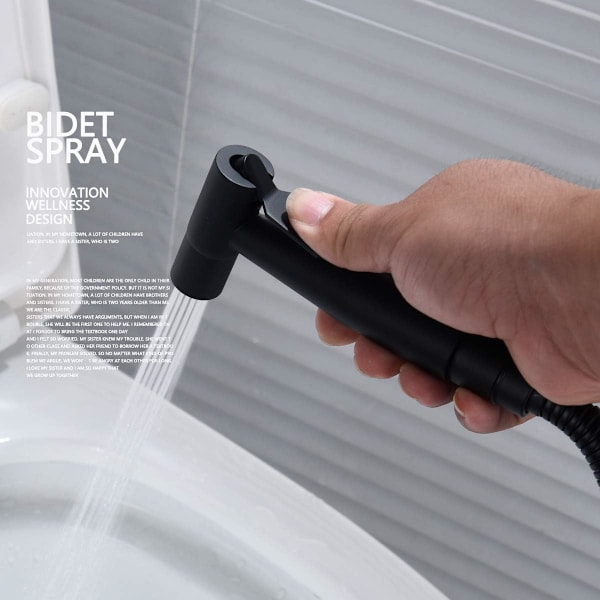 Handdusch Bidet Rostfritt Stål Toalett Dusch Kit Med 3-Vägs Toalettventil 3/8\"-12/17 Och 1,2M Duschslang, Idealisk För Vägghängd Toalett Svart