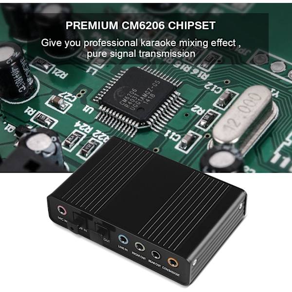 USB 2.0 Extern Ljudkort 6 Kanaler 5.1 Surround Optisk S/PDIF Ljudkort Adapter för PC Laptop Inspelning