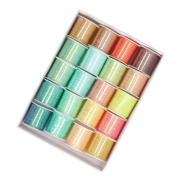 20 st 6 trådar broderitråd handvävd rep speciell symfoni grön gul polyester symaskintrådssats