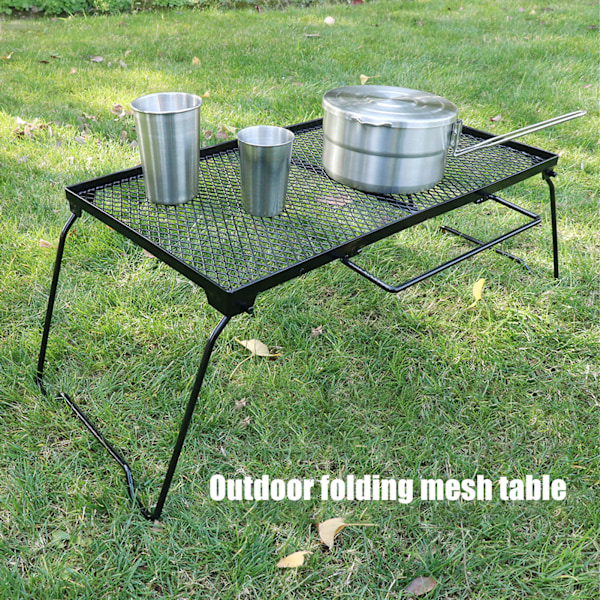 Camping Mesh Bord Fällbar Bärbar Järn Utomhus Nätbord för Picknick Grillfest Bakgårdsfest Singel Mesh Bord