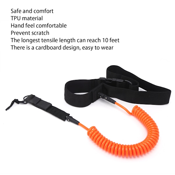 Surfboard Leash TPU Heliciform Bekväm HögElastisk Surfing Säkerhet Draglina (Orange )