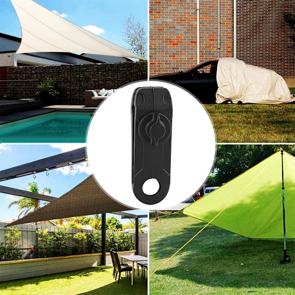 10 st Tältklämmor i plast för utomhusbruk, spänne, presenning, fästklämma, campingtillbehör, svart