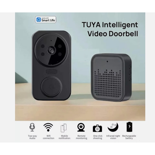 Trådlös Smart Videodörrklocka Wibell Säkerhetsintercom HD Videokamera Dörrklocka