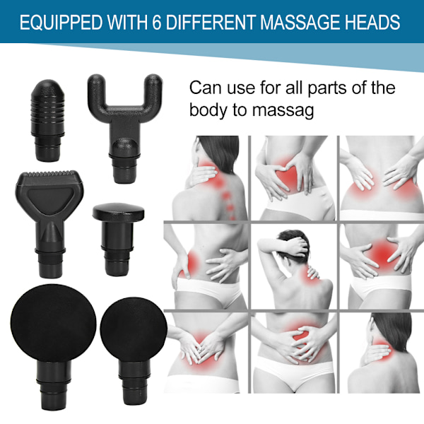Professionell Massagepistol, Djupvävnadsterapi med Tyst Perukussion för Muskler Rygg, Nacke, Huvud, Kropp, Axel, Smärtlindring, Bärbar Handhållen