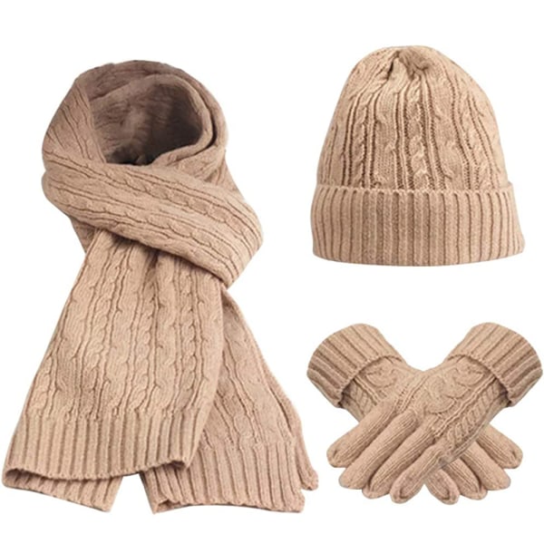 Damhalsduk, mössa och handskar set varmt vinterset stickad mössa snömössa