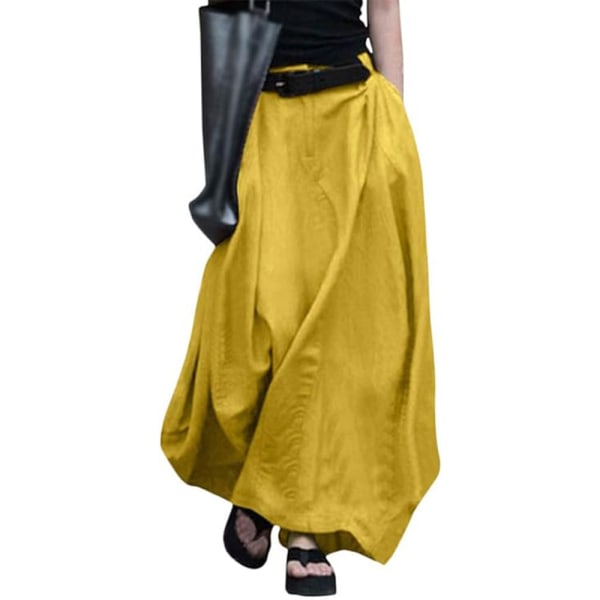 Rutig kjol för kvinnor Tartan Retro Maxikjol Tartan med hög midja utsvängd vintage rutig lång kjol Swing-kjolar (XXL)