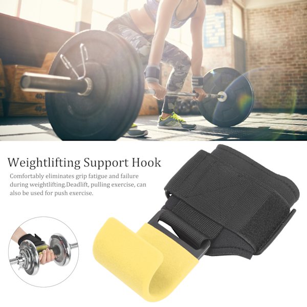 Sport Vikt Träning Pull Up Hook Gym Power Träning Powerlifting Handledsskydd Bälte WrapGul Hook