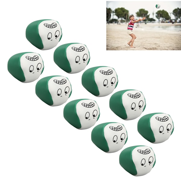 10 st bönpåsar söta känslor mönster runda cornhole påsar kast sandsäckar för utomhus strandspel gröna