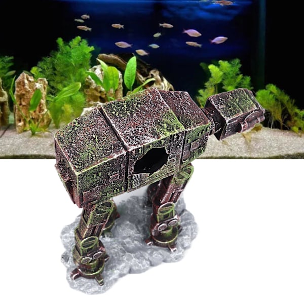 Akvarium Robot Hund Dekoration Harts Stabil Bas Fisktank Gömställe Staty Ornament för Hem S