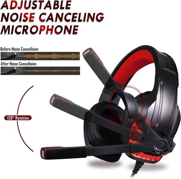 PS4 Headset, PS5 Headset med mikrofon Xbox PC Switch Gaming Headset med