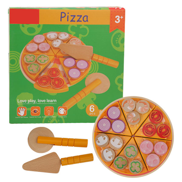 Kid Trä Simulering Pizza Skär Leksak Kök Grönsak Låtsaslek Pedagogisk LeksakPizza Skär Leksak