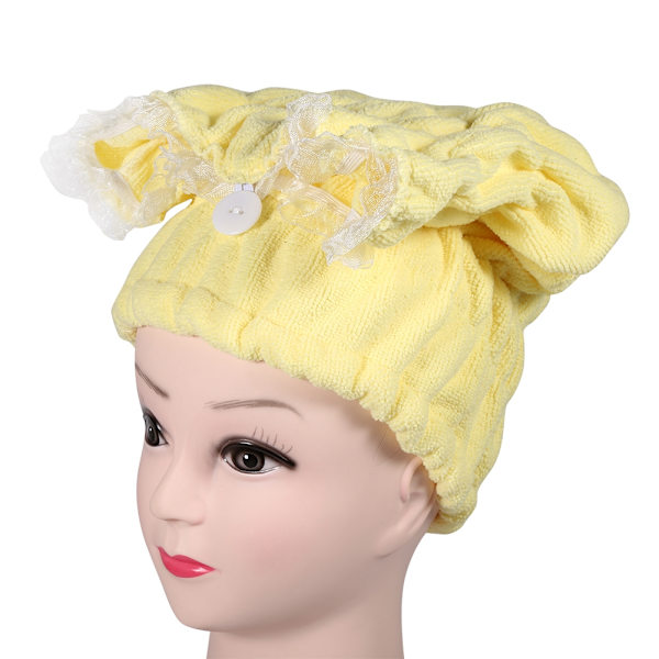 Absorberande mikrofiberhårhandduk Snabbtorkande turban Badrumshårhandduk Hat Handdukar Gul