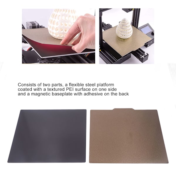 3D-utskrift PEI Fjäderstål Sängplattform 300x300mm Fjäderstål Magnetisk Byggplatta för Anet E16
