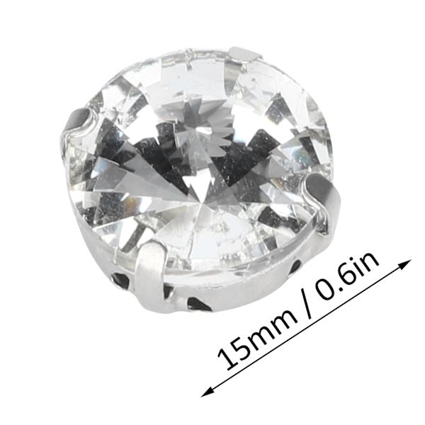 20 st klorhinestones glänsande DIY handsömnad sko dekoration kläder tillbehör (15 mm rund form)