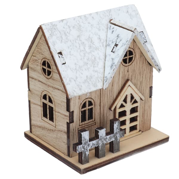 Dukkehus Jul LED Lys Træhus DIY Lysende Miniature Dukkehus Julepynt Tilbehør