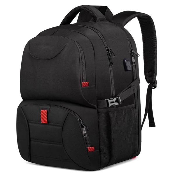 Stor ryggsäck för män, 50 L, arbetsryggsäck, ryggsäck för bärbar dator, 17,3 tums skolryggsäck för män med USB laddningsport