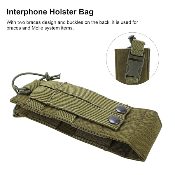 Utomhus militär radiomagasinficka Oxfordtyg Hållbar Intercom Holster Midjeväska Grön