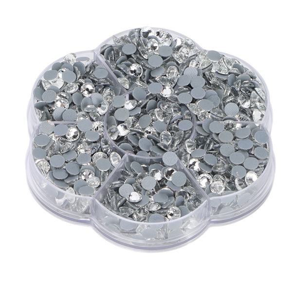 1440 st Hot Fix Rhinestones Glas Platt Botten Transparent Vit DIY Tillbehör för Kläder Skor Nagelkonst