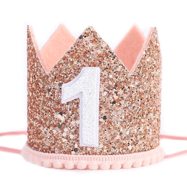 Glitterkrona för 1:a födelsedag, First Birthday Crown, Girl Boy