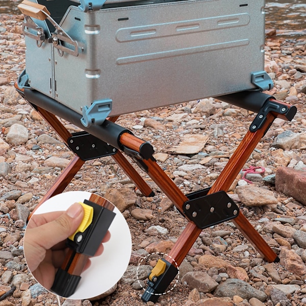 Fällbar kylställningsram i aluminiumlegering, justerbar hopfällbar bärbar utomhuscamping islåda stativhållare träkornfärg