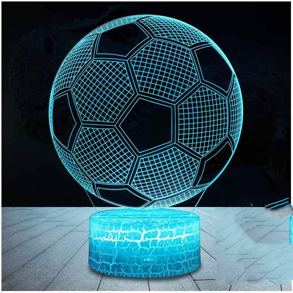 Barn nattlampa fotboll 3D optisk illusion lampa med fjärrkontroll