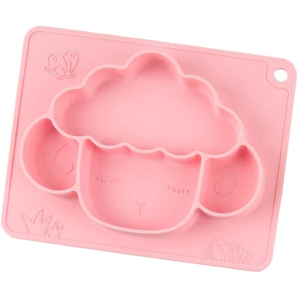 Divided Silicone Baby Plates, Non-Slip Suction Toddler Plates Dinner Plate for Kids Baby Children BPA Free Pink
