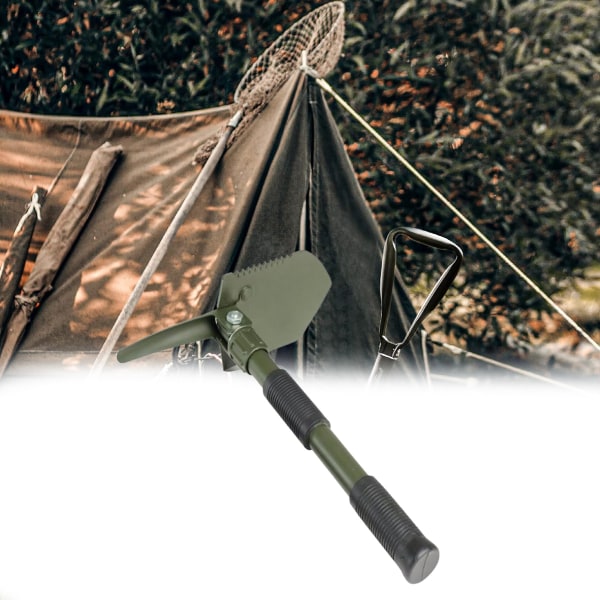 Utomhus hopfällbar spade, hopfällbar campingspade, 4 i 1 multifunktionell hopfällbar spade, camping vandring utomhusaktiviteter för terrängkörning, fiske, trädgårdsskötsel