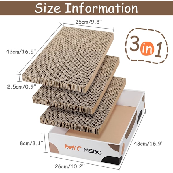 Interaktiv klösbräda för katter, böjd design för träning & kroppsflexibilitet, hållbart & vändbart miljövänligt material för möbelskydd (3