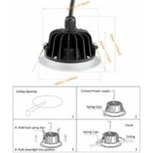 9W LED-downlight, infällda spotlights takpanellampa - Vattentät IP65 för badrum och sovrum inomhus- och utomhusbelysning (6000K, AC220V-240V,