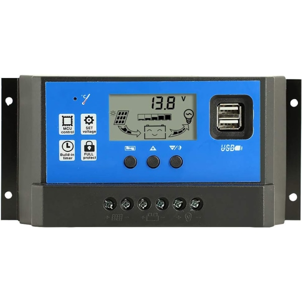 40A 12V 24V Automatisk Solcellsladdningsregulator PWM LCD Dubbel USB 5V Utmatning Solpanel Fotovoltaisk Regulator
