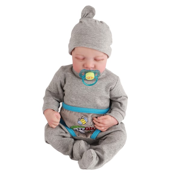 19 Tum Återfödda Babydockor Simulation Babydocka Nyfödd Sovande Baby Mjuk Silikon Verklighetstrogna Babydockor