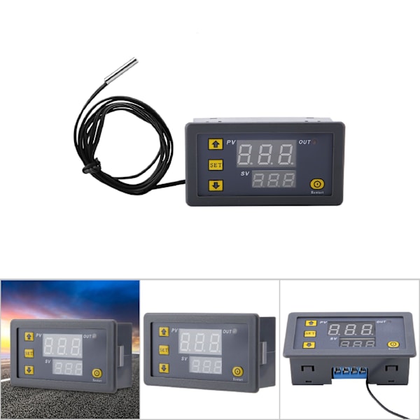 W3230 LED Digital Temperaturregulator Termostatströmbrytare Givare Mätare (110-220V)