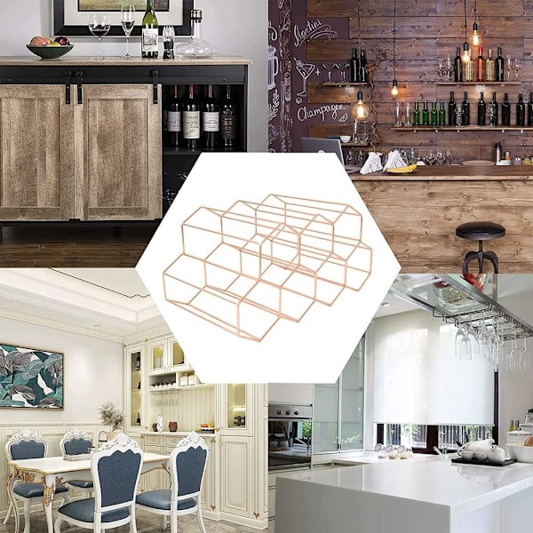 Modern Vinställ, Fristående Design med Starka och Reptåliga Hexagonala Förvaringsutrymmen, Elegant Bordsvinställ för Hemmet