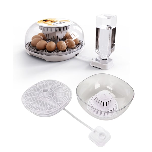 Äggkläckningsmaskin Mini Automatisk 12 Äggkläckare med Helt Transparent Isoleringsskydd för Kläckning av Fjäderfä EU-kontakt 220V