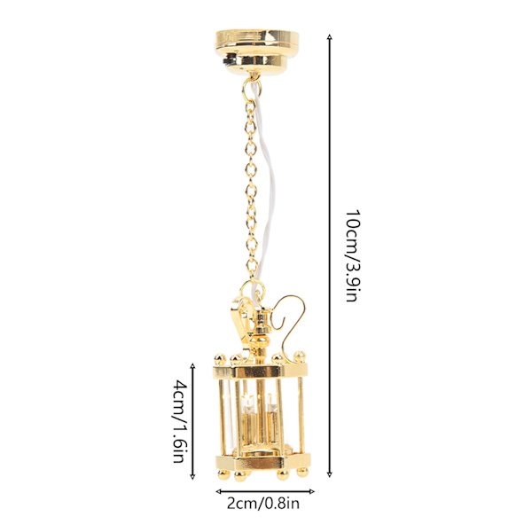 1:12 Dockhus Hängande Lampa Retro Utsökt Simulering Miniatyr Glasskärm Hängande Lampa för Dockhus Tillbehör