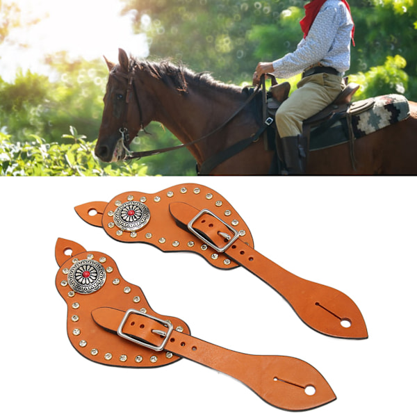 Spur Strap i konstläder, justerbar western sporre rem med spänne för ridning utrustning brun